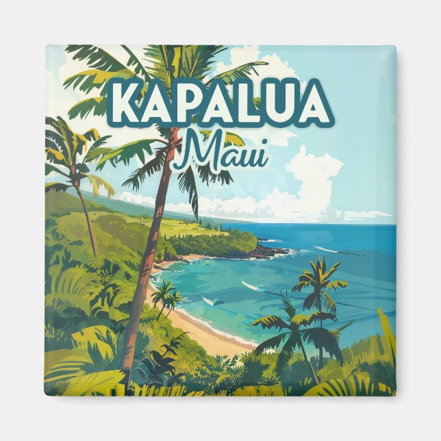 Kapalua Maui Hawaii Bay Beach Vacation Retro Magnet (Vorne)