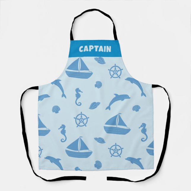 "KAPATAIN" - kundenspezifische nautische Schürze (Vorderseite)
