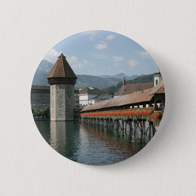 Kapellbrücke, Luzern, Schweiz Button (Vorderseite)