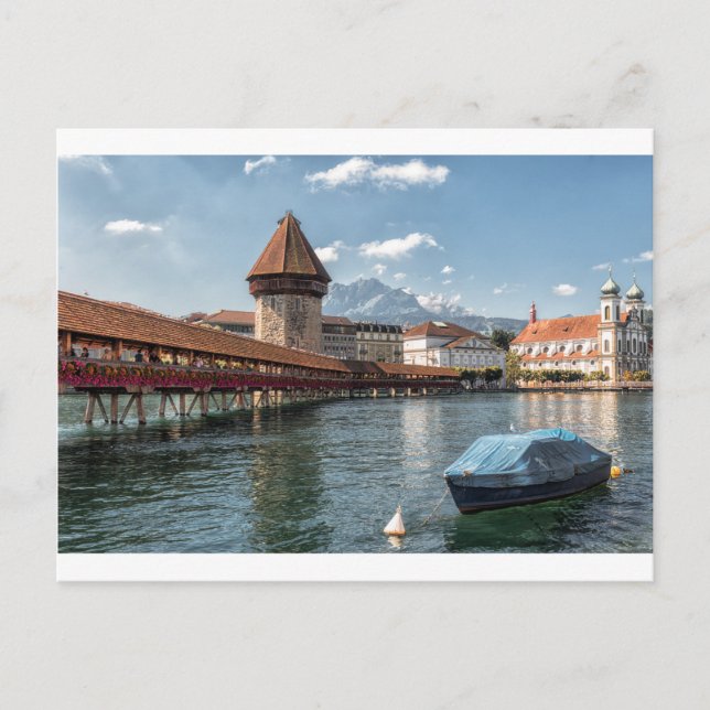 Kapellbrücke Luzern, Schweiz Postkarte (Vorderseite)