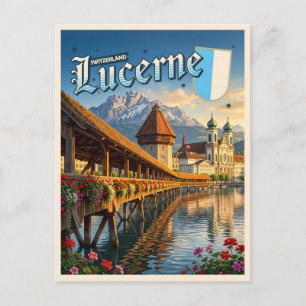 Kapellbrücke Luzern – Schweizer Wahrzeichen Postkarte
