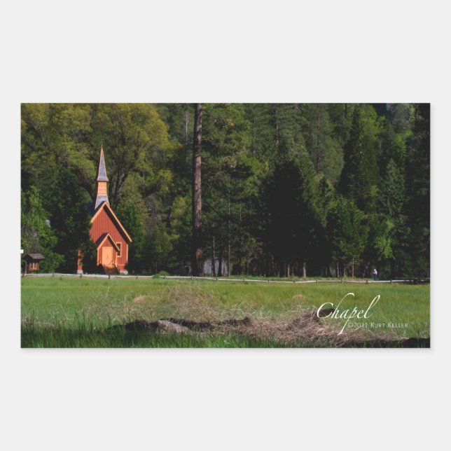 Kapelle bei Yosemite Rechteckiger Aufkleber (Vorderseite)