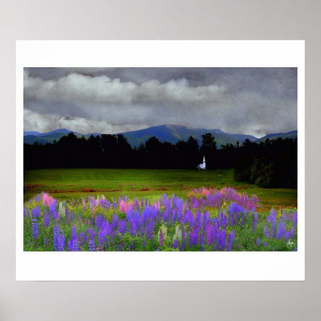 Kapelle im Lupine Mindscape Poster (Vorne)