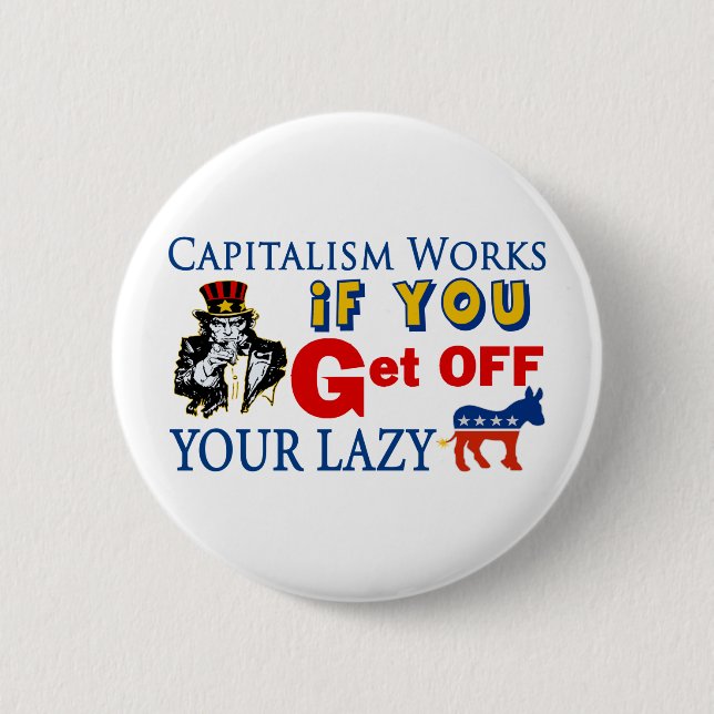 Kapitalismus-Arbeiten Button (Vorderseite)