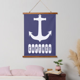 Kapitän Anchor Sea Sailing Wandteppich Mit Holzrahmen