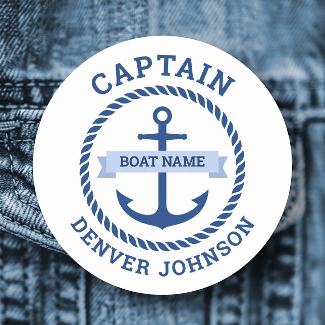 Kapitän Ankerseil Grenzschiff Name auf Banner Namensschild (Captain anchor rope border boat name on banner name tag)