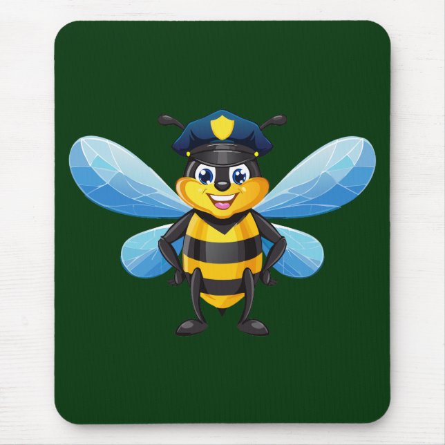 Kapitän Biene mit Polizeimütze Mousepad (Vorne)