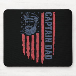 Kapitän Dad Amerikanische Flagge Lustig Pontoon Bo Mousepad
