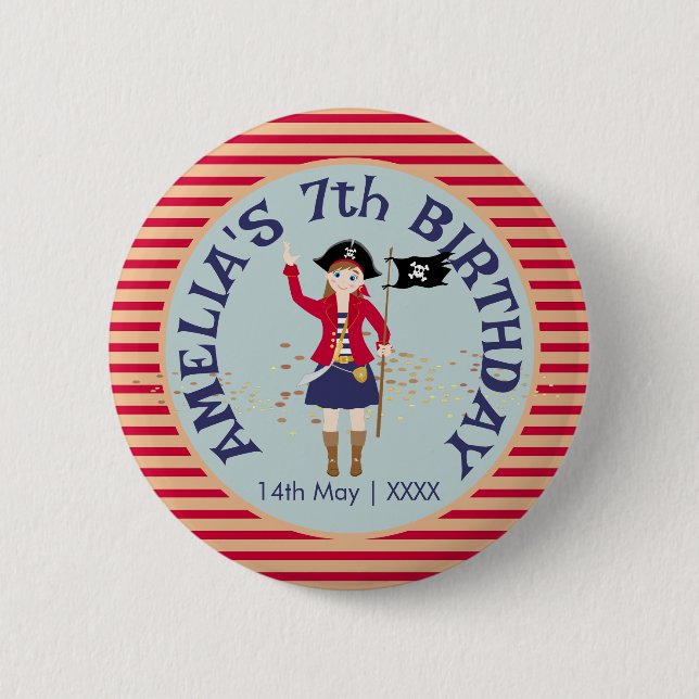 Kapitän der Piratenschiff-Geburtstagspartei Button (Vorderseite)