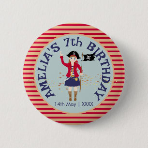 Kapitän der Piratenschiff-Geburtstagspartei Button