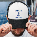 Kapitän des blauen Anchors Name oder Schiffsname h Truckerkappe<br><div class="desc">Kapitän des blauen Ankerboots Name oder Name des Bootes hinzufügen</div>
