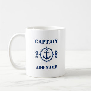 Kapitän des Blue Seepferd Anchor Name oder Schiff Kaffeetasse