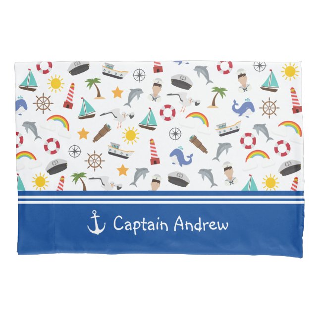 Kapitän des jungen Jungen Sailor Nautical Kissenbezug (Vorderseite)