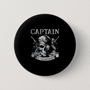 Kapitän des Schiffes zeigt lustigen Piratenkapitän Button