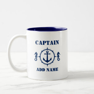 Kapitän des Seepferds Name oder Schiffsname sa0a Zweifarbige Tasse