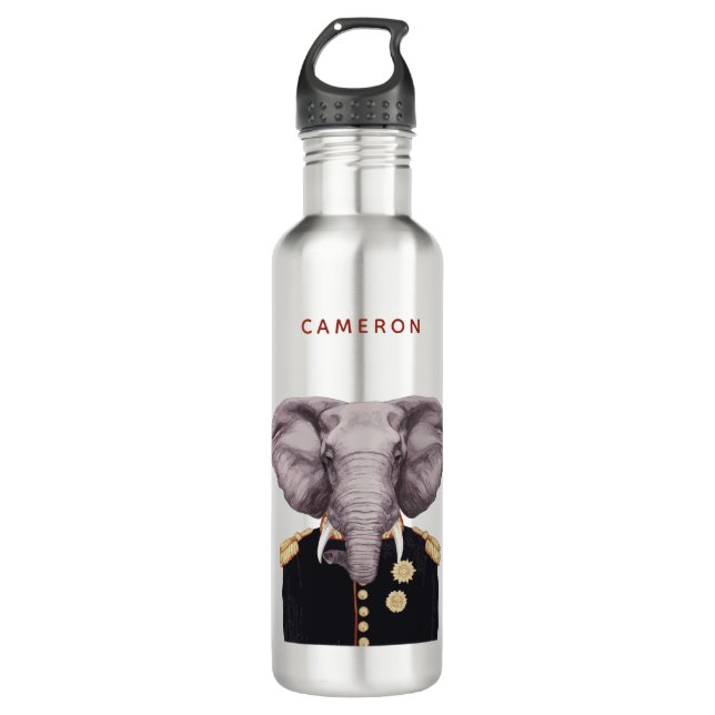 Kapitän Elephant | addieren Ihren Namen Edelstahlflasche (Vorderseite)