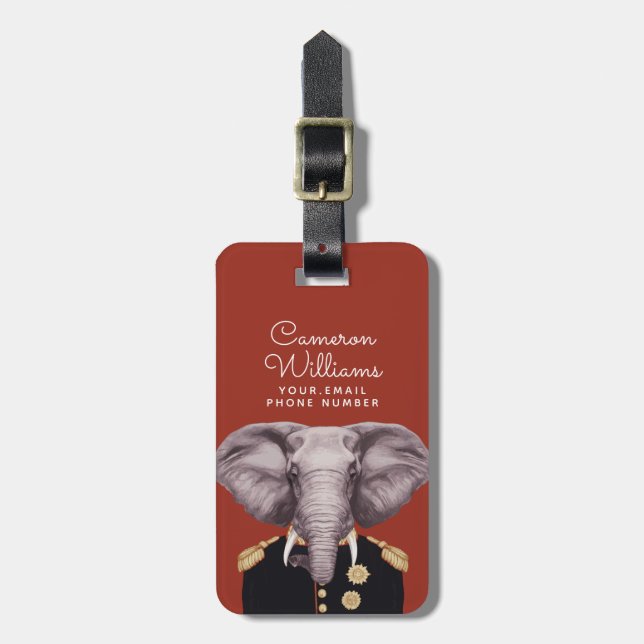 Kapitän Elephant | addieren Ihren Namen Gepäckanhänger (Vorderseite vertikal)