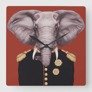 Kapitän Elephant Quadratische Wanduhr