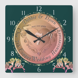 Kapitän-Herzemblem der 7. Hochzeit Quadratische Wanduhr