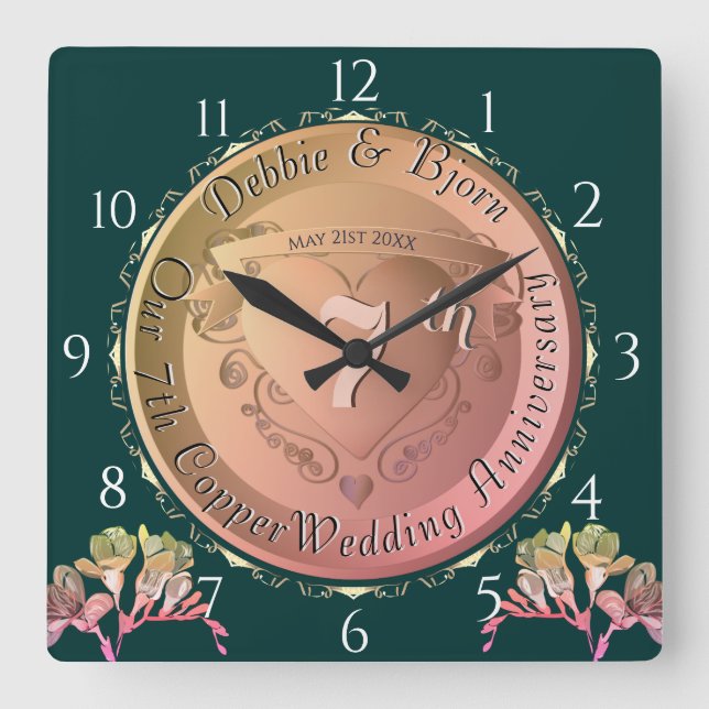 Kapitän-Herzemblem der 7. Hochzeit Quadratische Wanduhr (Vorderseite)