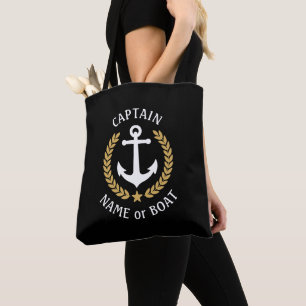 Kapitän Ihr Boot Name Anchor Gold Laurel Black Tasche