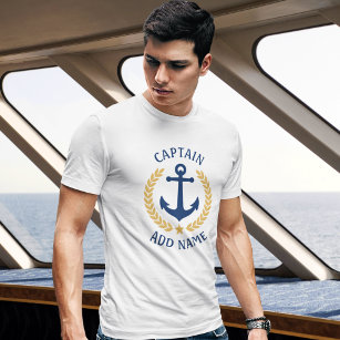 Kapitän Ihr Boot Name Anchor Gold Laurel White T-Shirt