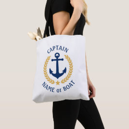 Kapitän Ihr Boot Name Anchor Gold Laurel White Tasche