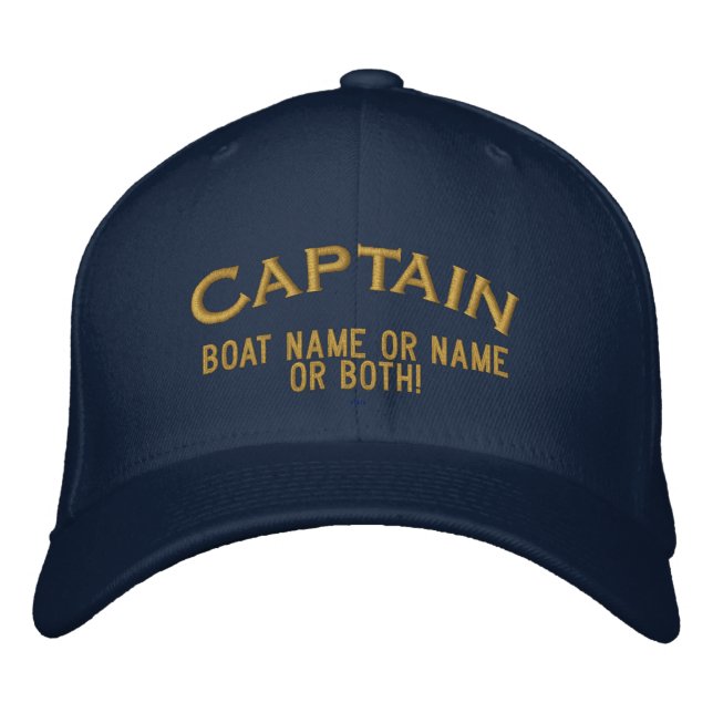 Kapitän Ihr Boot Name Ihr Name oder beide! Bestickte Baseballkappe (Vorderseite)