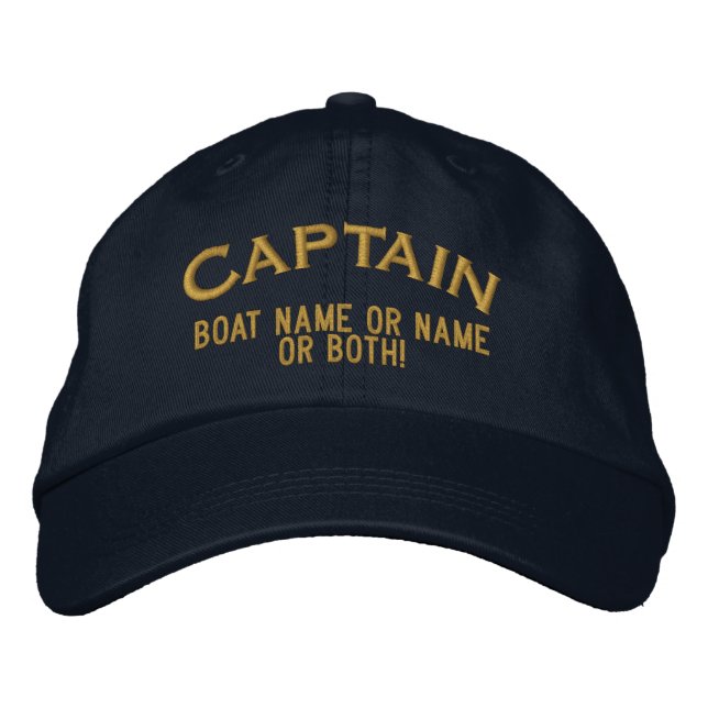 Kapitän Ihr Boot Name Ihr Name oder beide! Bestickte Kappe (Vorderseite)