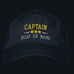 Kapitän Ihr Boot Name Nautical Stars Gold Silver Bestickte Baseballkappe<br><div class="desc">Segeln Sie stilvoll mit einem personalisiert bestickten Hut,  der Ihren Captain-Rang oder einen anderen Titel,  Ihren Namen oder Boat-Namen und Sterne enthält. Verschiedene Kappe- und Gewindelfarben zur Auswahl. Macht ein großartiges Geschenk für Väter Tag,  Mütter Tag oder jede Gelegenheit.</div>