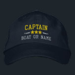 Kapitän Ihr Boot Name Nautical Stars Gold Silver Bestickte Baseballkappe<br><div class="desc">Segeln Sie stilvoll mit einem personalisiert bestickten Hut,  der Ihren Captain-Rang oder einen anderen Titel,  Ihren Namen oder Boat-Namen und Sterne enthält. Verschiedene Kappe- und Gewindelfarben zur Auswahl. Macht ein großartiges Geschenk für Väter Tag,  Mütter Tag oder jede Gelegenheit.</div>