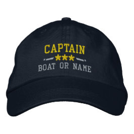Kapitän Ihr Boot Name Nautical Stars Gold Silver Bestickte Baseballkappe