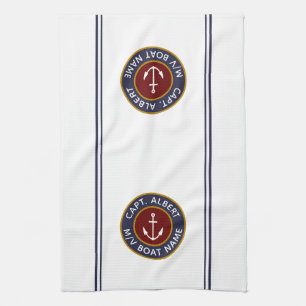 Kapitän Ihr Name Maroon Anchor Küchentücher