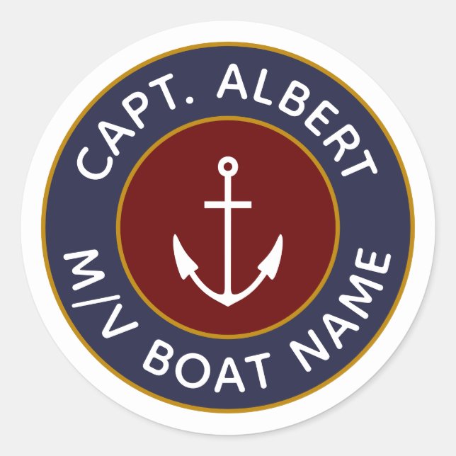 Kapitän, Ihr Name Maroon Logo Rundkleber Runder Aufkleber (Vorderseite)
