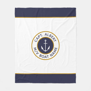 Kapitän, Ihr Name White Blue Anchor Duvet Abdeckun Fleecedecke