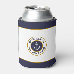 Kapitän Ihr Name White Blue Anchor kann Kühler Dosenkühler