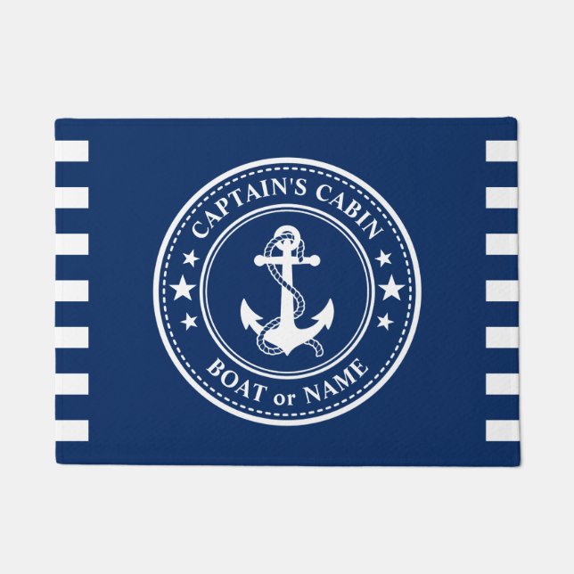 Kapitän Kabinenkabine Name Marine Fußmatte (Vorderseite)