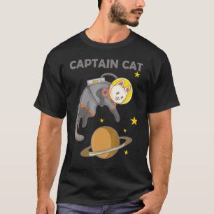 Kapitän Katze Planet Astronaut Tourist Weltraumkat T-Shirt