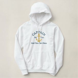 Kapitän - Mit Anker anpassbar Bestickter Hoodie