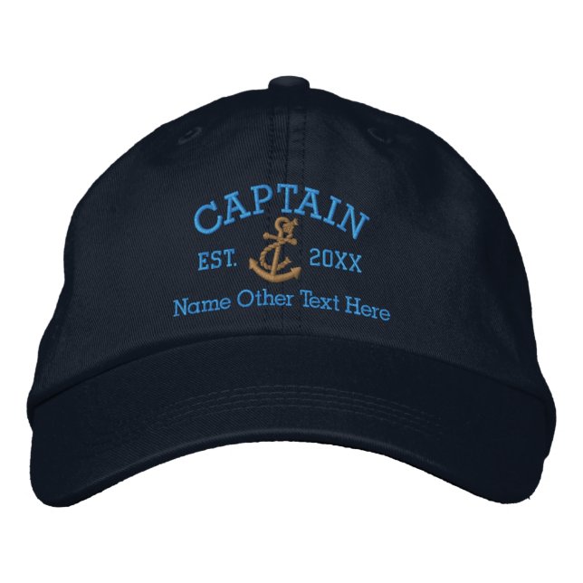 Kapitän Mit Anker Personalisiert Bestickte Baseballkappe (Vorderseite)
