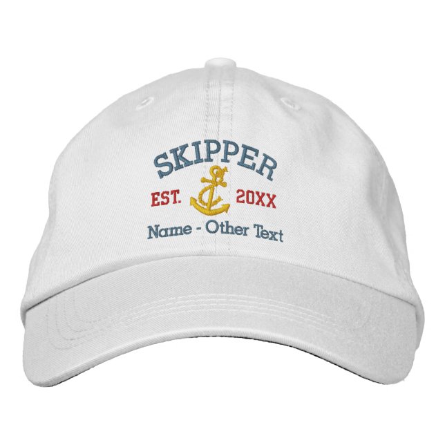 Kapitän mit Anker Personalisiert Bestickte Baseballkappe (Vorderseite)