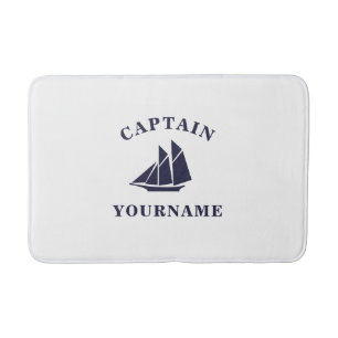 Kapitän mit Ihrem Namen Sailboat Nautical Bath Ma Badematte