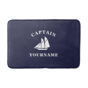 Kapitän mit Ihrem Namen Sailboat Nautical Bath Mat Badematte