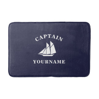 Kapitän mit Ihrem Namen Sailboat Nautical Bath Mat Badematte