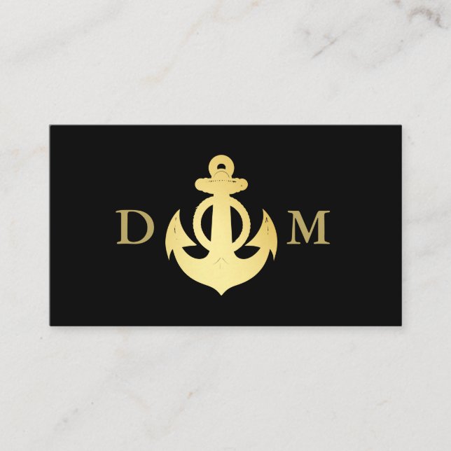 Kapitän Monogram Black Visitenkarte (Vorderseite)