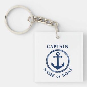 Kapitän Name oder Boot Sea Anchor Foto Zurück Weiß Schlüsselanhänger
