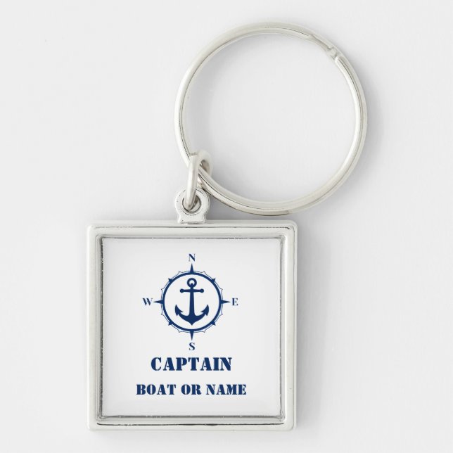 Kapitän oder Name des Schiffes Name Nautical Compa Schlüsselanhänger (Vorne)