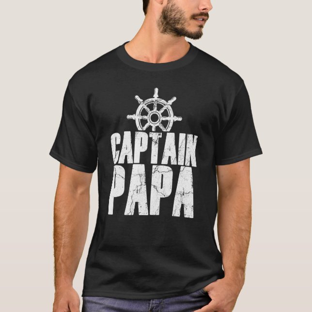 Kapitän Papa Motorbootschiff Segler Bootsfahrt T-Shirt (Vorderseite)