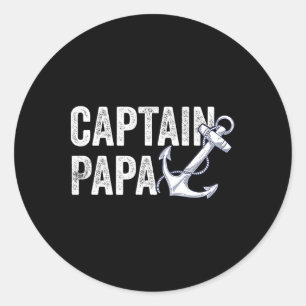 Kapitän Papa Pontoon Geschenk See Segler Fischerbo Runder Aufkleber
