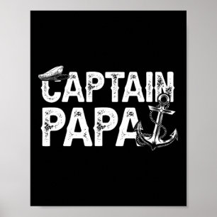 Kapitän Papa Pontoon Lake Segler Angeln Bootfahren Poster